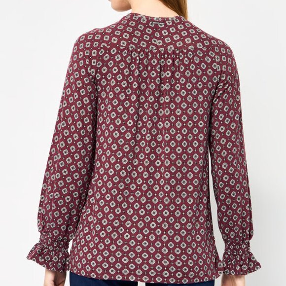 Michael by Michael Kors Burgundy Geometric Print V-Neck Long Sleeve Top sz 4X - Picture 8 of 10